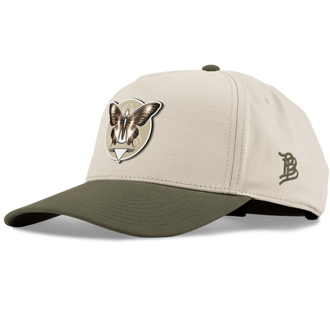Moth Motif Curved 5 Panel Canvas Beige/Vintage Loden