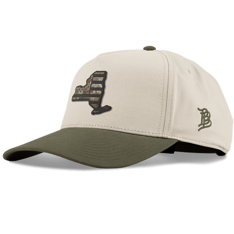 New York Timber Camo Patriot Curved 5 Panel Canvas Beige/Vintage Loden