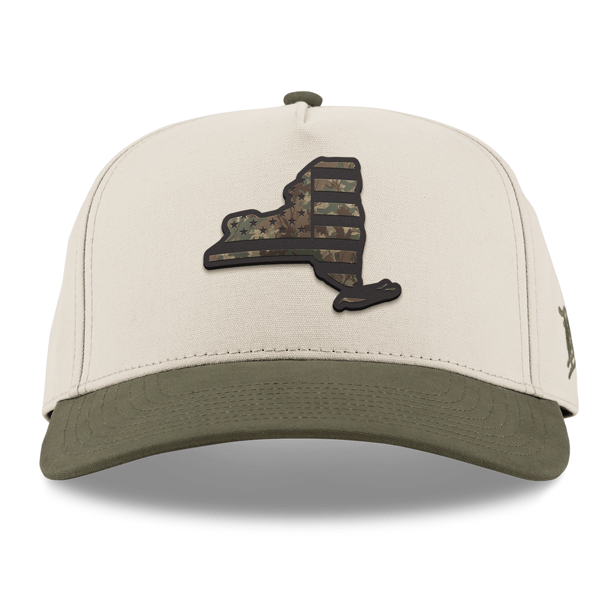 New York Timber Camo Patriot Curved 5 Panel Canvas Beige/Vintage Loden
