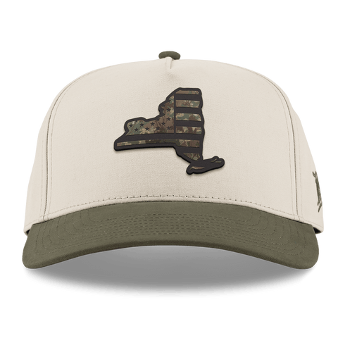 New York Timber Camo Patriot Curved 5 Panel Canvas Beige/Vintage Loden