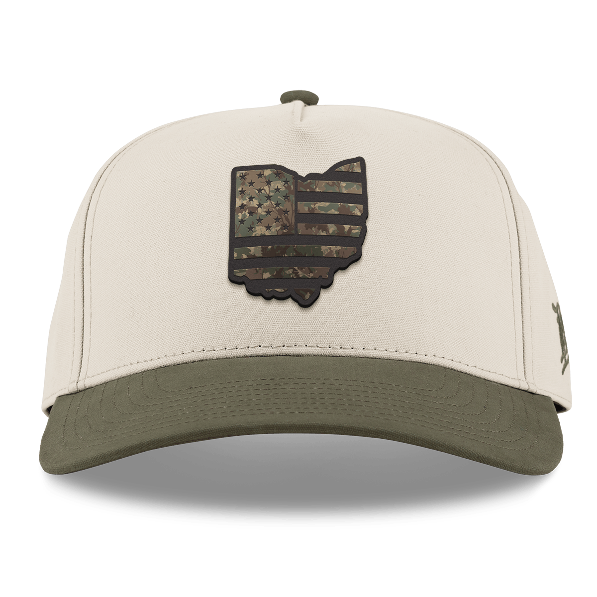 Ohio Timber Camo Patriot Curved 5 Panel Canvas Beige/Vintage Loden