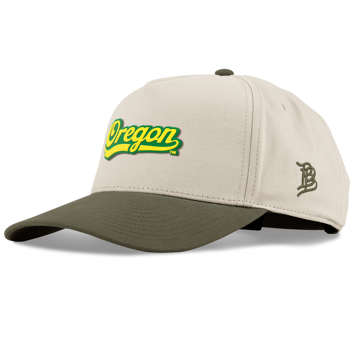 University of Oregon "Oregon Script" Curved 5 Panel Canvas Beige/Vintage Loden