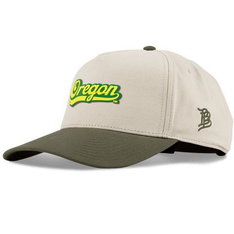 University of Oregon "Oregon Script" Curved 5 Panel Canvas Beige/Vintage Loden