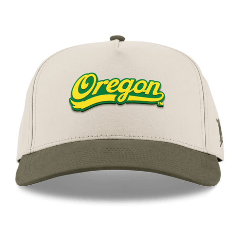 University of Oregon "Oregon Script" Curved 5 Panel Canvas Beige/Vintage Loden