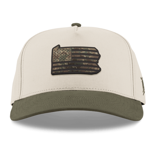 Pennsylvania Timber Camo Patriot Curved 5 Panel Canvas Beige/Vintage Loden