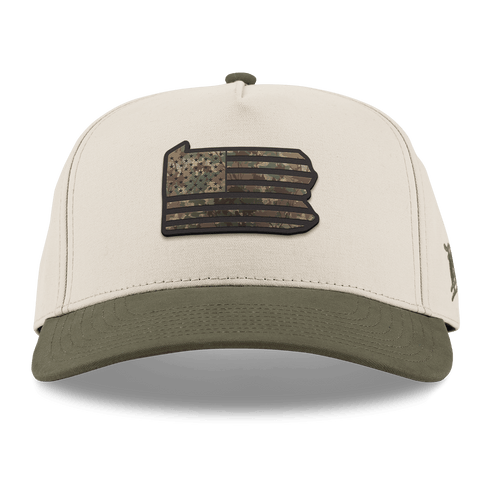 Pennsylvania Timber Camo Patriot Curved 5 Panel Canvas Beige/Vintage Loden