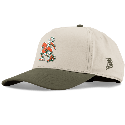 University of Miami "Sebastian the Ibis" Curved 5 Panel Canvas Beige/Vintage Loden