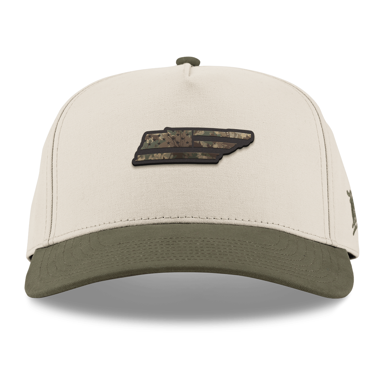 Tennessee Timber Camo Patriot Curved 5 Panel Canvas Beige/Vintage Loden