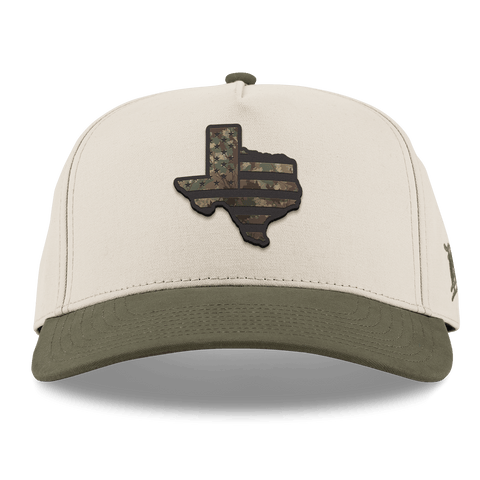 Texas Timber Camo Patriot Curved 5 Panel Canvas Beige/Vintage Loden