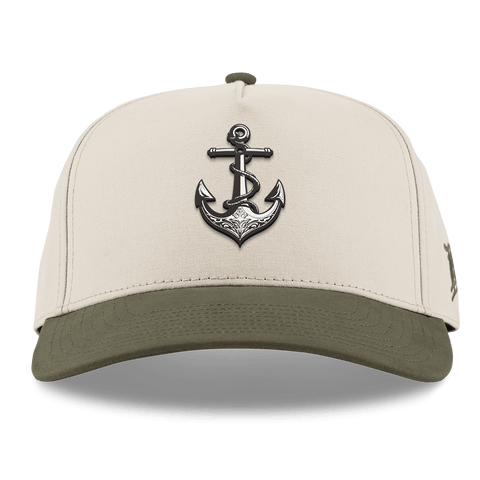The Deeps Anchor Curved 5 Panel Canvas Beige/Vintage Loden