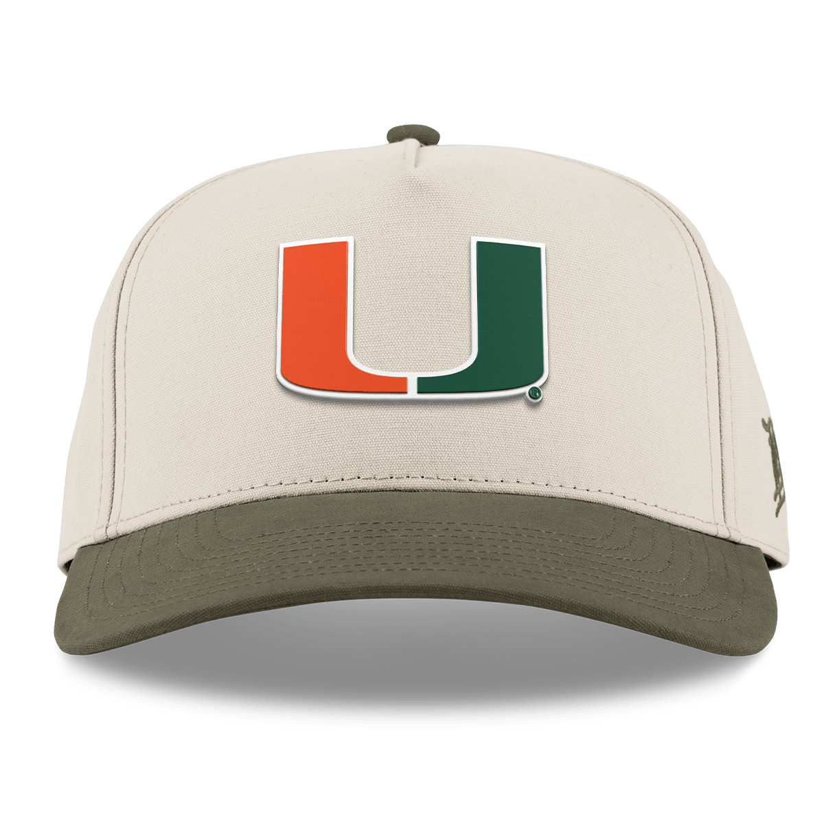 University of Miami "Miami Team Logo" Curved 5 Panel Canvas Beige/Vintage Loden