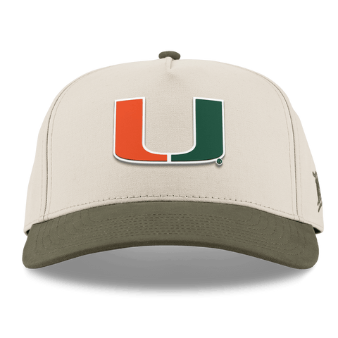 University of Miami "Miami Team Logo" Curved 5 Panel Canvas Beige/Vintage Loden