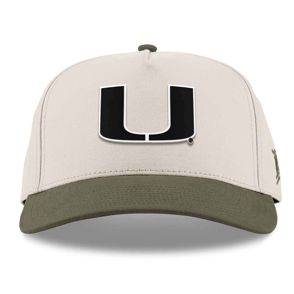 University of Miami "Vintage Miami Team Logo" Curved 5 Panel Canvas Beige/Vintage Loden