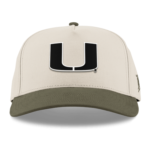 University of Miami "Vintage Miami Team Logo" Curved 5 Panel Canvas Beige/Vintage Loden