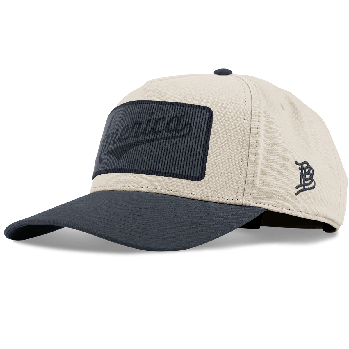 Tonal Corduroy America Badge Curved 5 Panel Canvas Beige/Vintage Navy