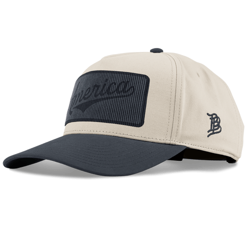 Tonal Corduroy America Badge Curved 5 Panel Canvas Beige/Vintage Navy