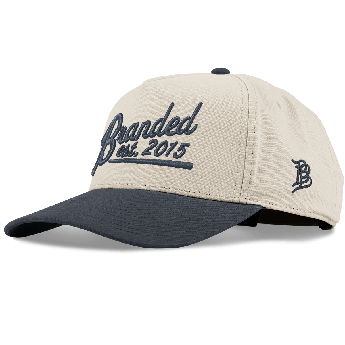 Est. 2015 Puff Script Curved 5 Panel Canvas Beige/Vintage Navy