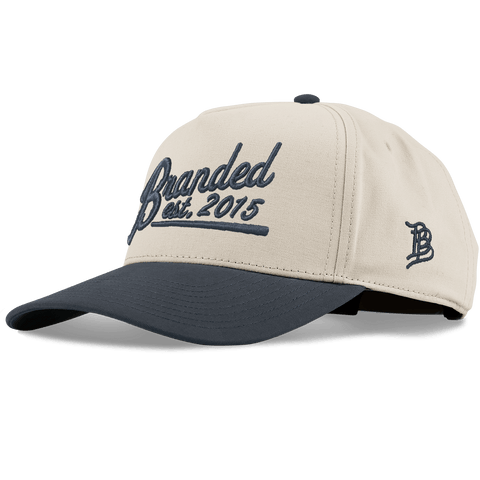 Est. 2015 Puff Script Curved 5 Panel Canvas Beige/Vintage Navy