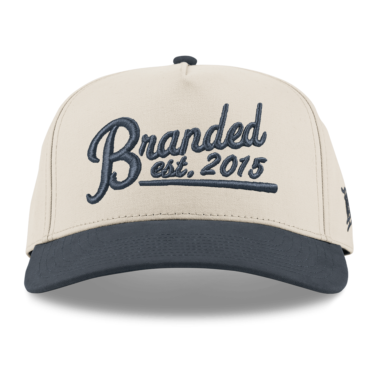 Est. 2015 Puff Script Curved 5 Panel Canvas Beige/Vintage Navy