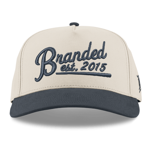 Est. 2015 Puff Script Curved 5 Panel Canvas Beige/Vintage Navy