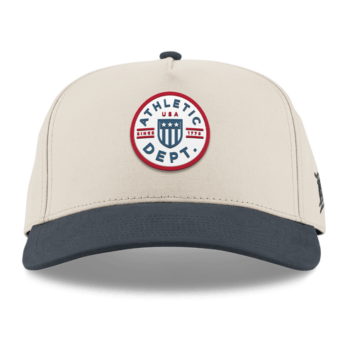 Liberty Letterman Curved 5 Panel Canvas Beige/Vintage Navy