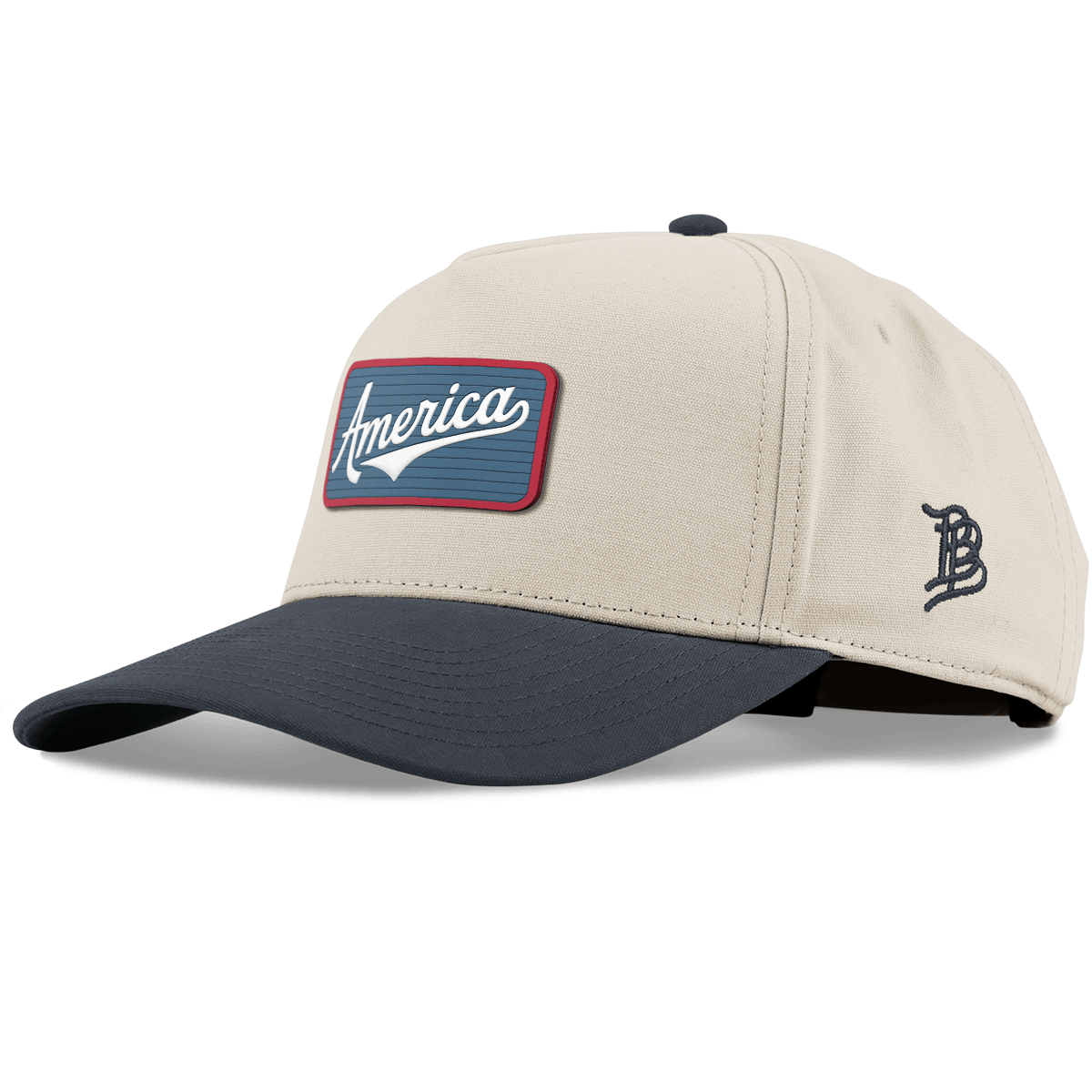 USA America Badge Curved 5 Panel Canvas Beige/Vintage Navy