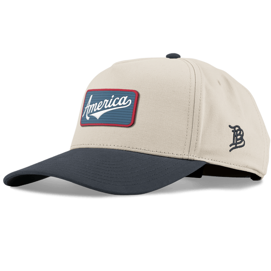 USA America Badge Curved 5 Panel Canvas Beige/Vintage Navy