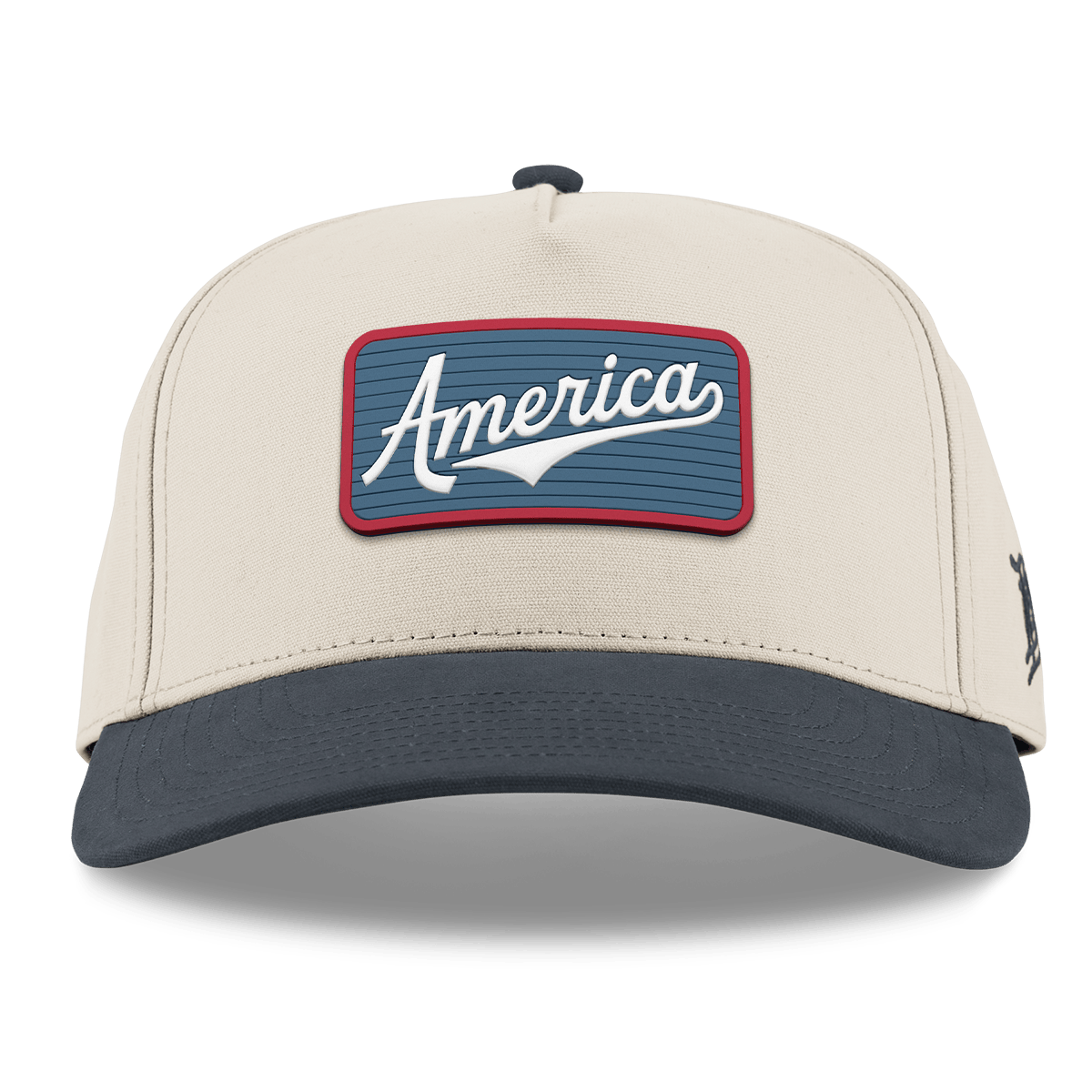 USA America Badge Curved 5 Panel Canvas Beige/Vintage Navy