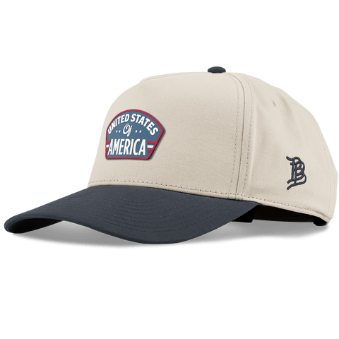 United States of America Badge Curved 5 Panel Canvas Beige/Vintage Navy
