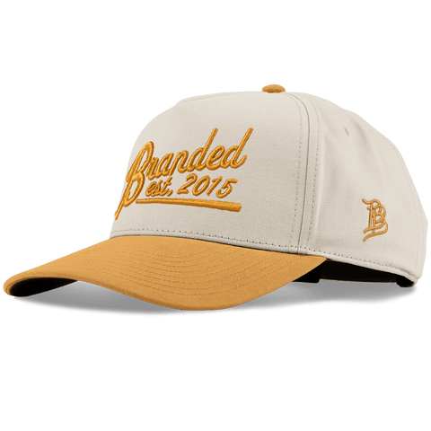 Est. 2015 Puff Script Curved 5 Panel Canvas Beige/Wheat