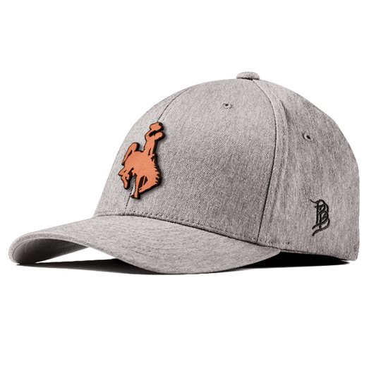 Wyoming Cowboy Flexfit Fitted Tan Logo Heather Gray