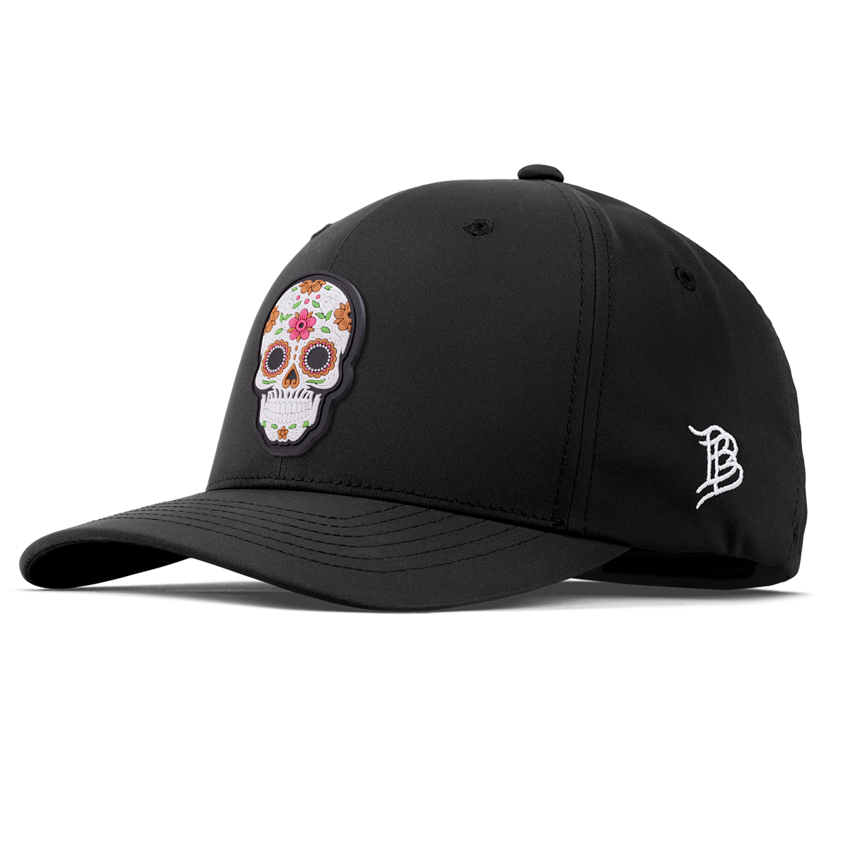 Flower Skull PVC Flexfit Performance Fitted Black