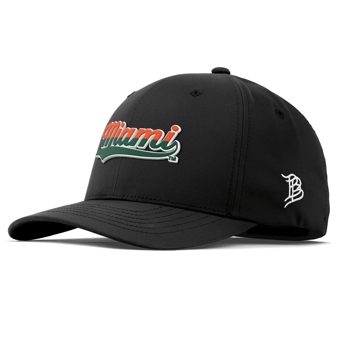 University of Miami "Miami Script" Flexfit Performance Fitted Black