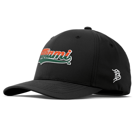 University of Miami "Miami Script" Flexfit Performance Fitted Black