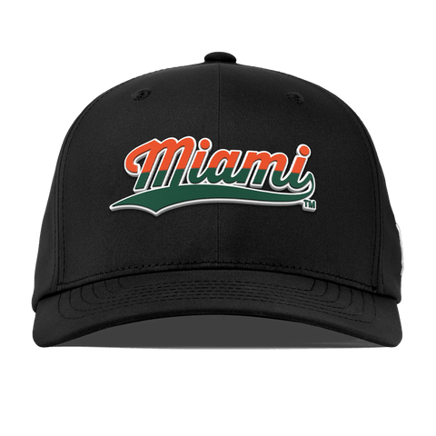 University of Miami "Miami Script" Flexfit Performance Fitted Black