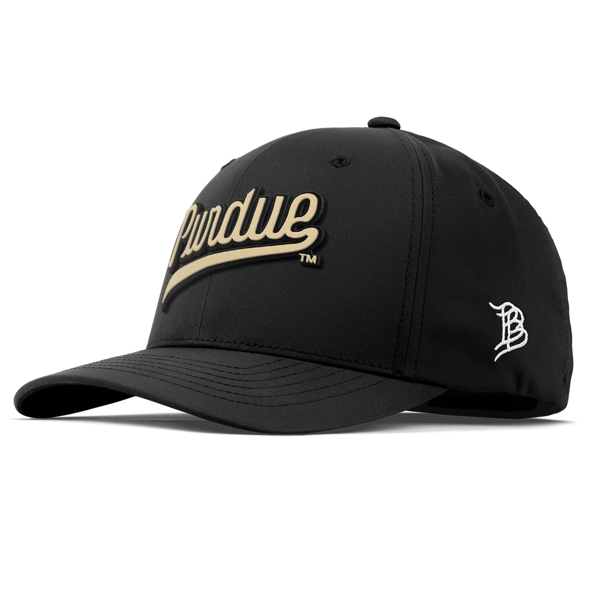 Purdue University "Purdue Script Gold" Flexfit Performance Fitted Black