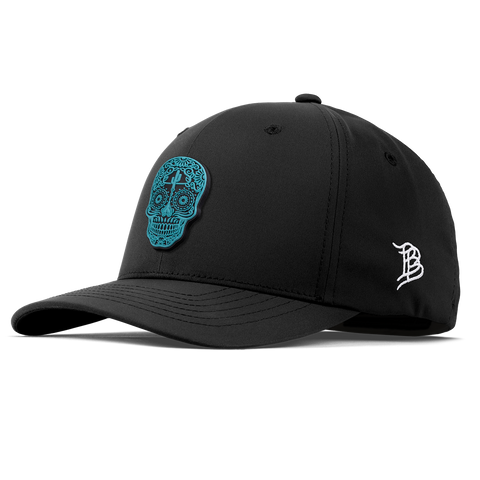 Turquoise Skull PVC Flexfit Performance Fitted Black