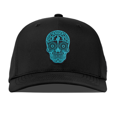 Turquoise Skull PVC Flexfit Performance Fitted Black
