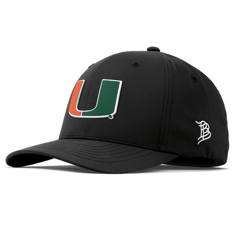 University of Miami "Miami Team Logo" Flexfit Performance Fitted Black