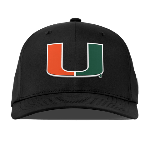 University of Miami "Miami Team Logo" Flexfit Performance Fitted Black
