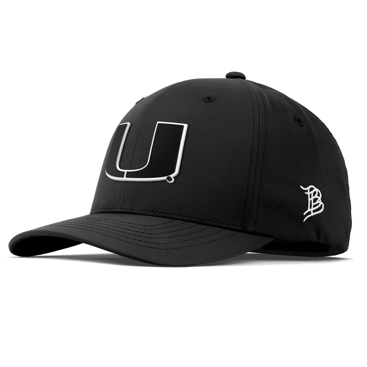 University of Miami "Vintage Miami Team Logo" Flexfit Performance Fitted Black