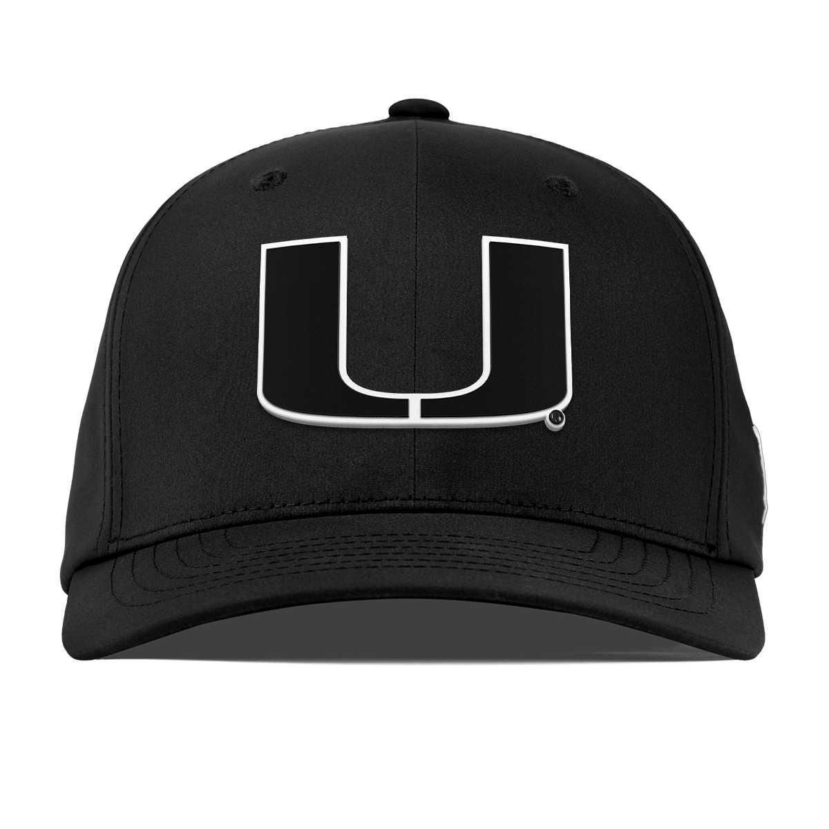 University of Miami "Vintage Miami Team Logo" Flexfit Performance Fitted Black