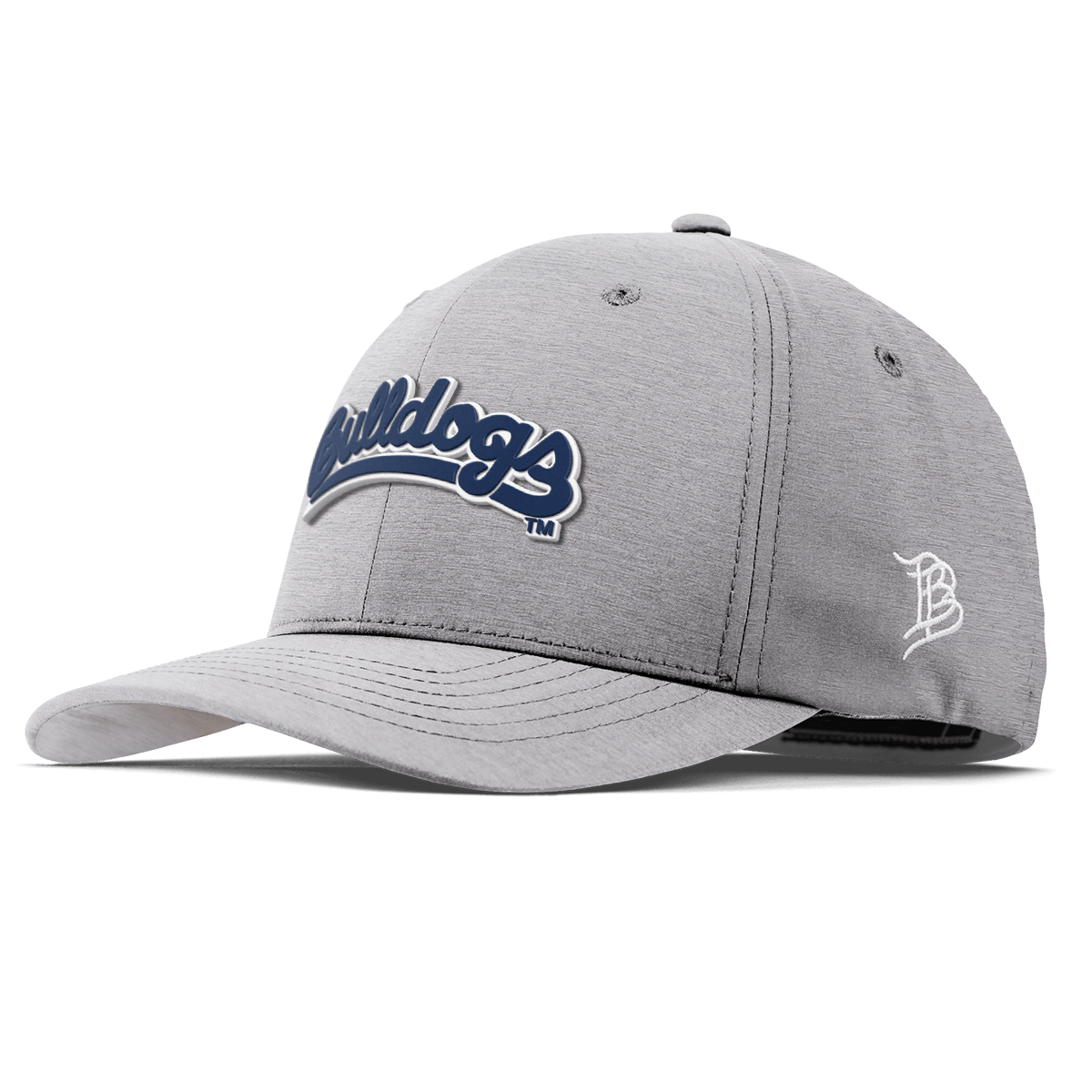Fresno State University "Bulldogs Script Navy" Flexfit Performance Fitted Heather Gray