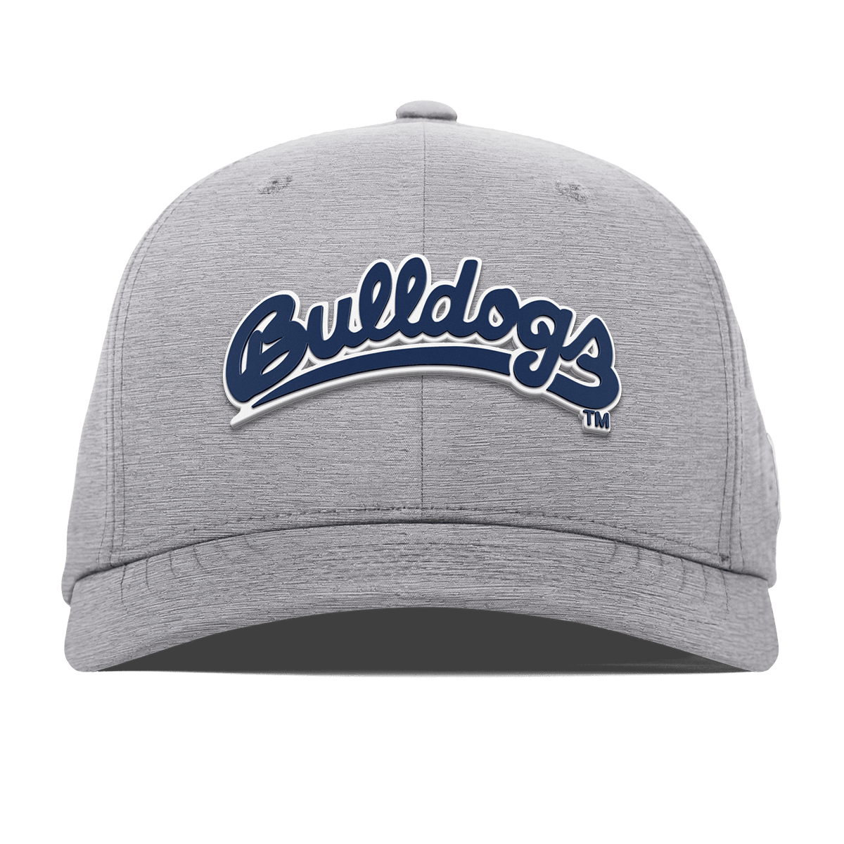 Fresno State University "Bulldogs Script Navy" Flexfit Performance Fitted Heather Gray