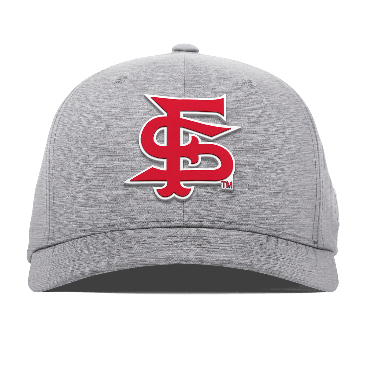 Fresno State University "Fresno State Stacked" Flexfit Performance Fitted Heather Gray