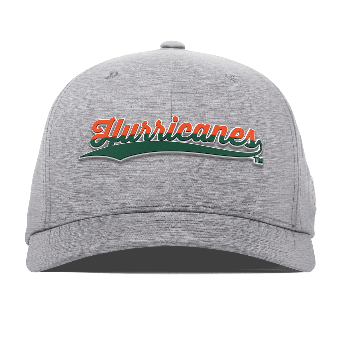 University of Miami "Hurricanes Script" Flexfit Performance Fitted Heather Gray