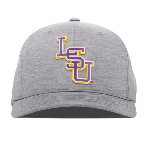 Louisiana State University "LSU Baseball Purple" Flexfit Performance Fitted Heather Gray