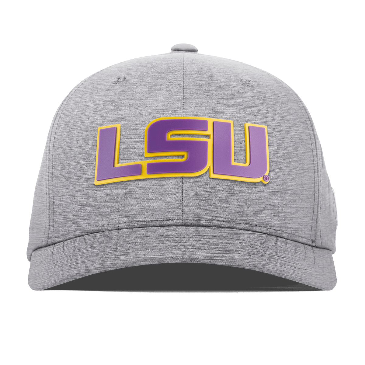 Louisiana State University "LSU Purple Block" Flexfit Performance Fitted Heather Gray