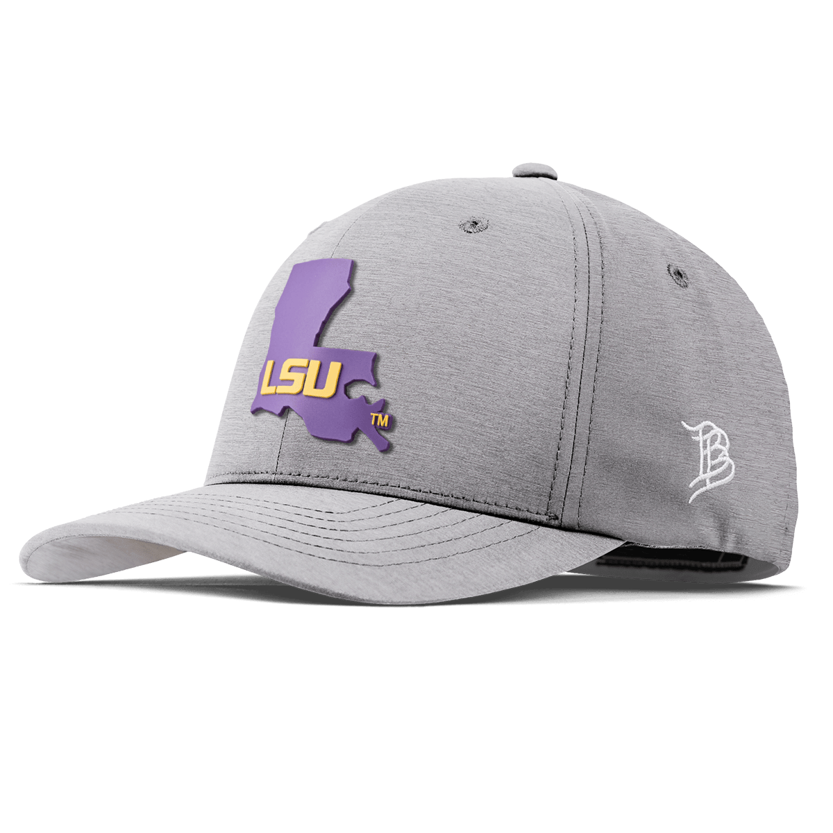 Louisiana State University "LSU Purple State" Flexfit Performance Fitted Heather Gray