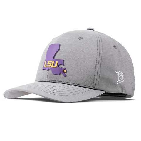 Louisiana State University "LSU Purple State" Flexfit Performance Fitted Heather Gray
